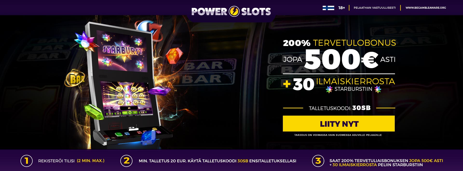 200% Tervetulobonus jopa 500 EUR asti